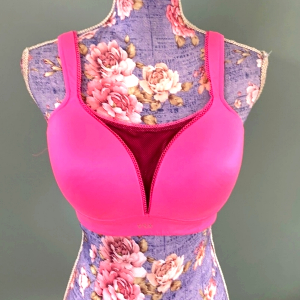 Victoria Secret 36C Pink Black Mesh Sports Bra